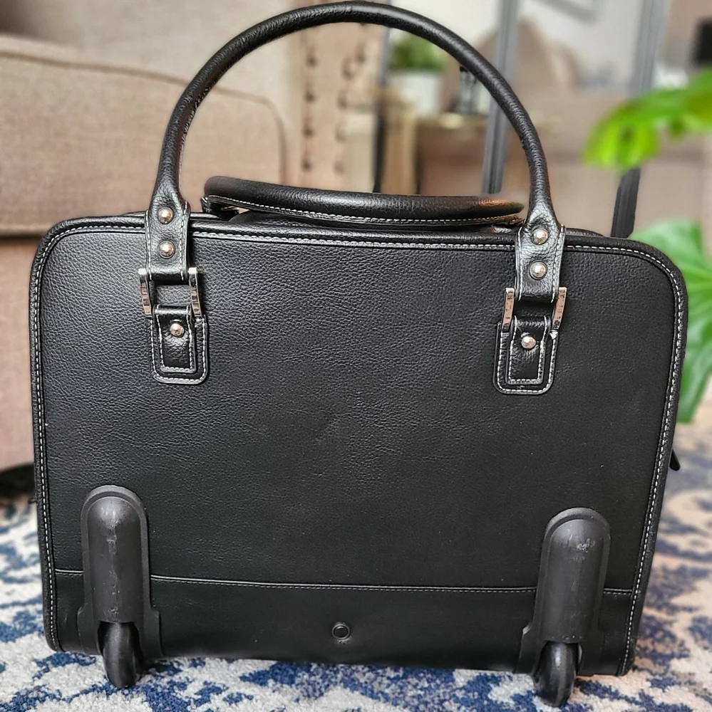 SAMSONITE WOMEN'S MOBILE OFFICE Black Faux Leather with purple interior travel - Picture 6 of 11